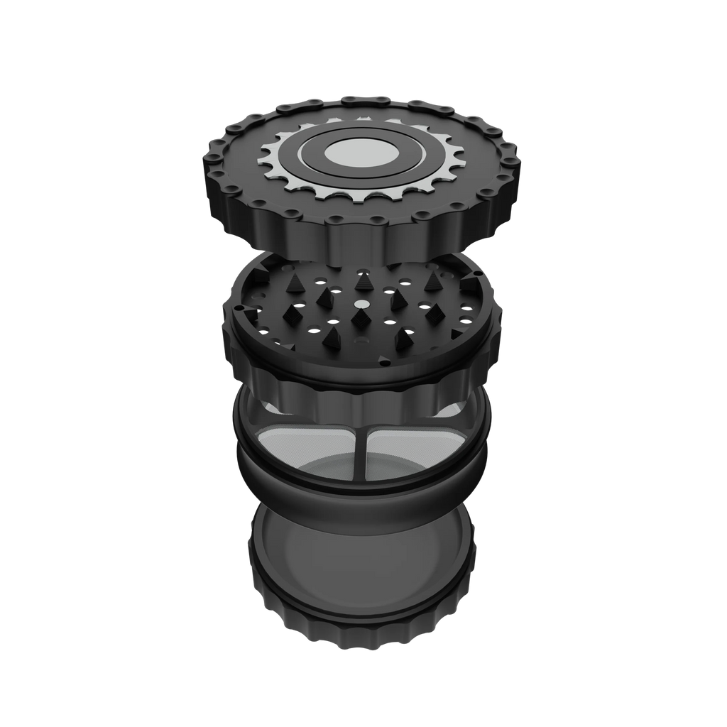 The Sprocket Grinder, Premium Zinc Alloy Dry Herb Grinder with Magnetic Lock and Pollen Catcher