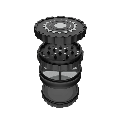 The Sprocket Grinder, Premium Zinc Alloy Dry Herb Grinder with Magnetic Lock and Pollen Catcher