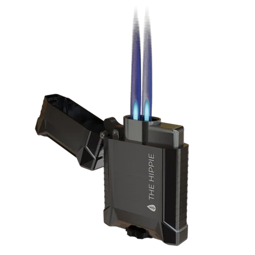 Double Jet Flame Torch Lighter, Refillable Windproof Butane Lighter with Adjustable Dual Flame