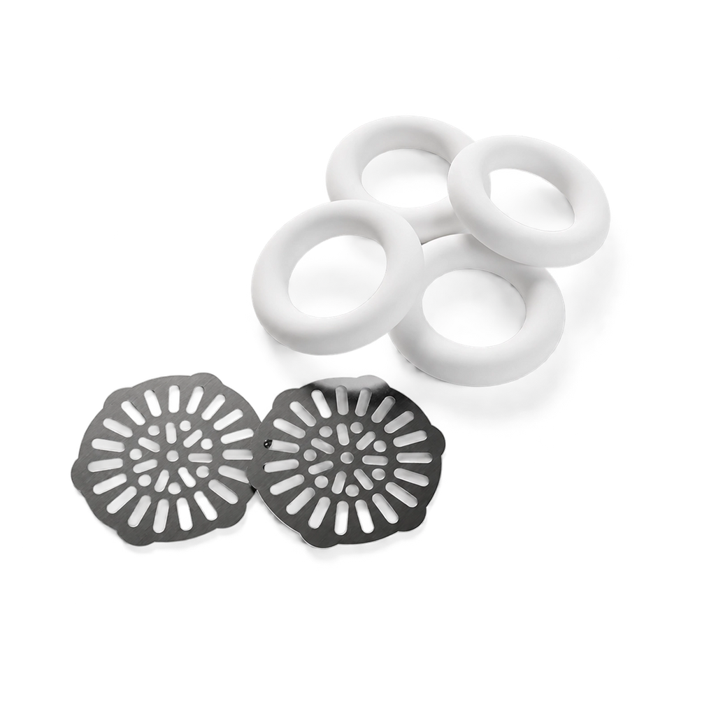 Replacement Screen Set for The Original Hippie Pipe, 2 Stainless Steel Screens and 4 Rubber Rings