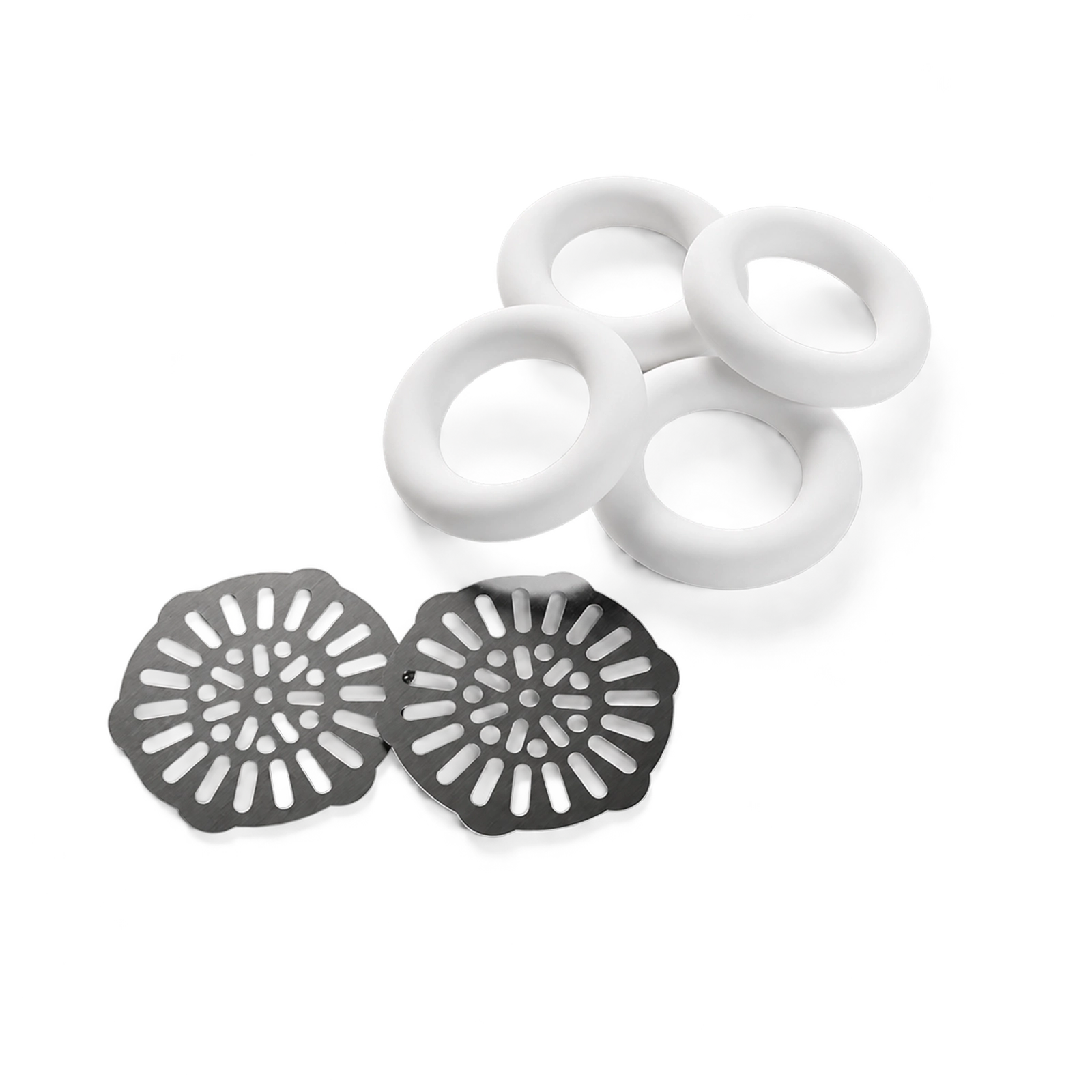 Replacement Screen Set for The Original Hippie Pipe, 2 Stainless Steel Screens and 4 Rubber Rings