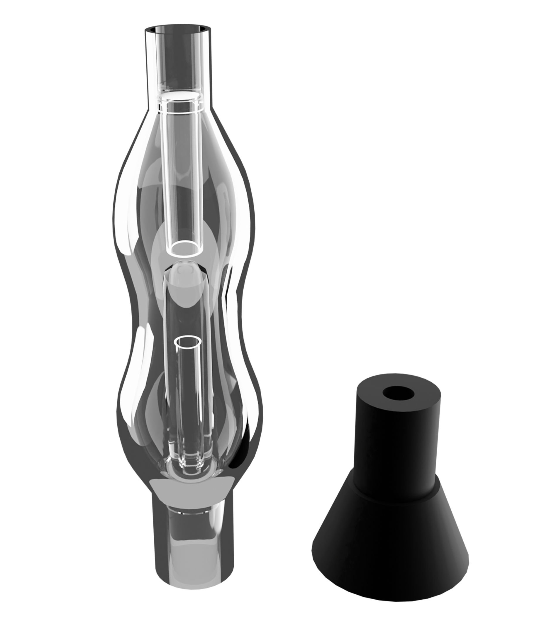 Glass Water Bubbler Kit with Silicone Adapter for The Hippie Pipe, Pipe X and OM Vaporizers