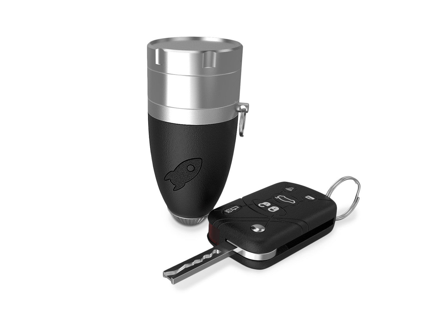 The Rocket Plus Keychain Grinder with Dry Herb Storage, Built-In Funnel and Telescopic Pipe