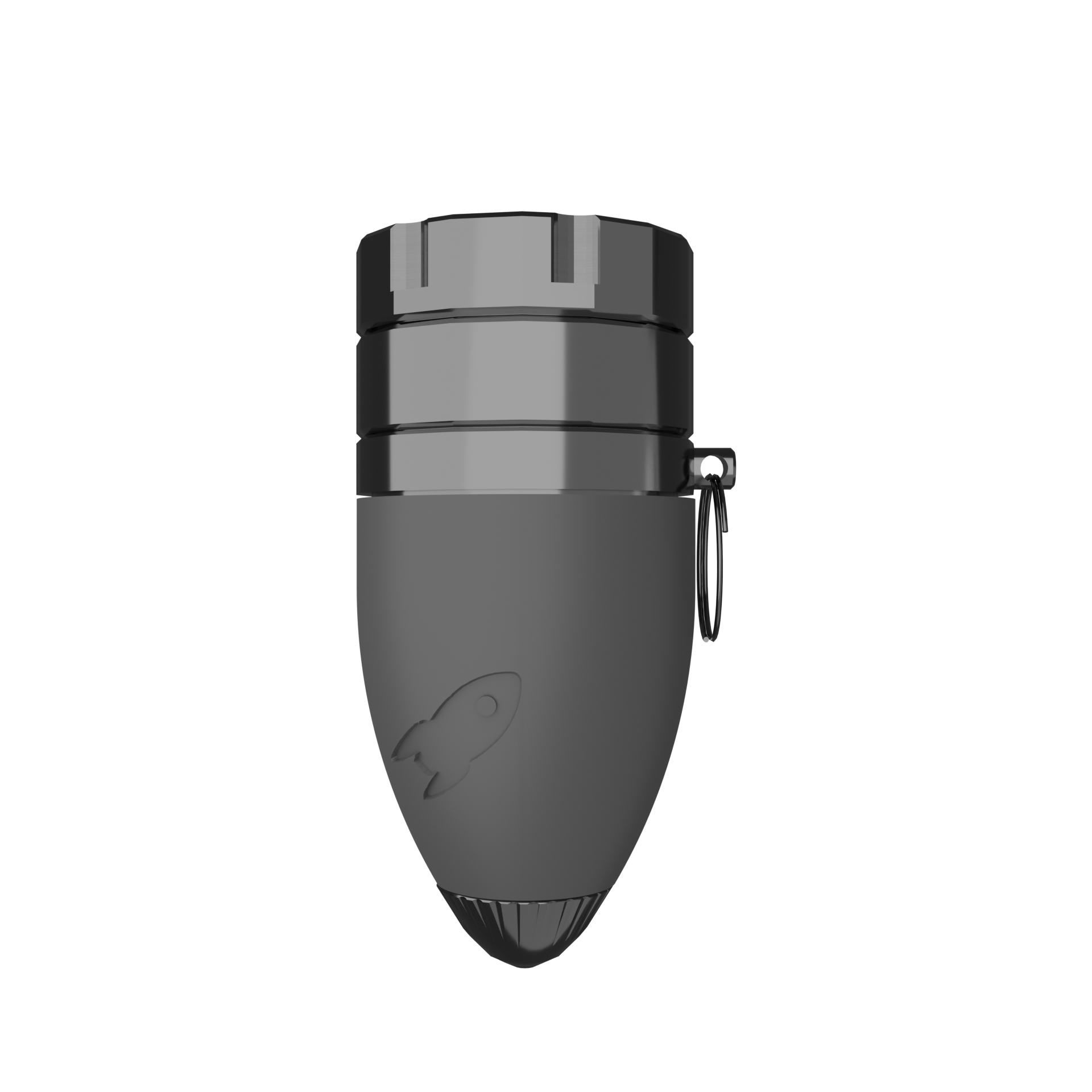 The Rocket Plus Keychain Grinder with Dry Herb Storage, Built-In Funnel and Telescopic Pipe